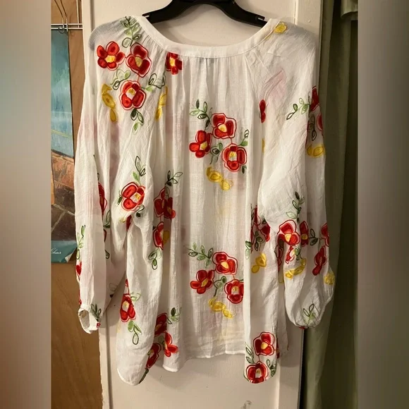 Anthropologie Rose and Everly Embroidered Top XL - Picture 3 of 4
